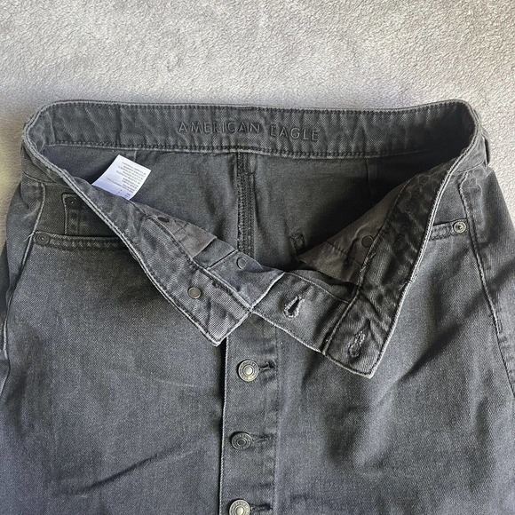 American Eagle Skirt Womens 4 Black Denim Biker Punkcore Festival Beach Preppy - Picture 5 of 13